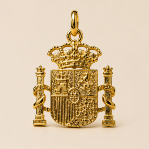 ESCUDO ESPAÑA BAÑADO ORO 18 K